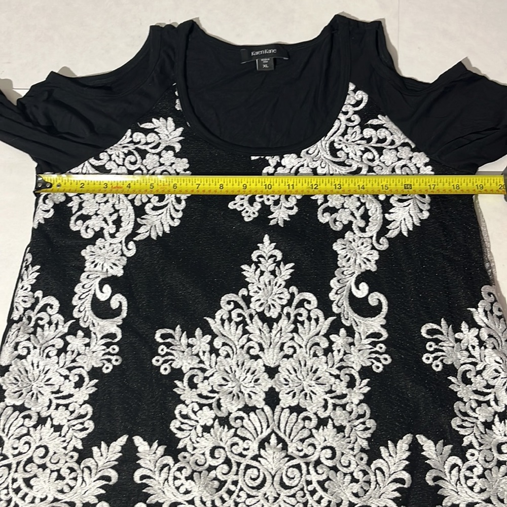 Karen Kane embroidered cold shoulder long sleeve blouse shirt top sz XL black - Picture 8 of 8